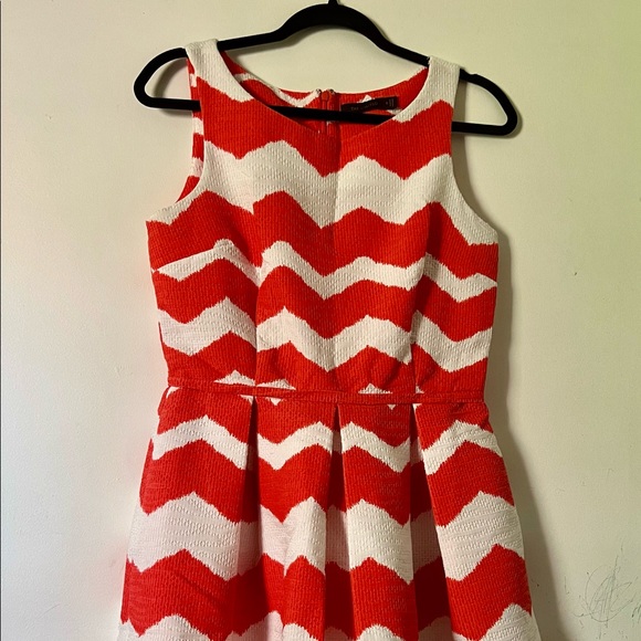 The Limited Dresses The Limited White And Orange Chevron Striped